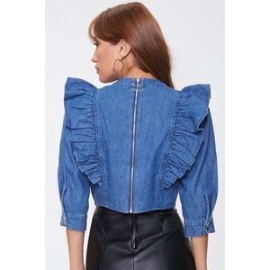 Forever 21 Denim Ruffle Top